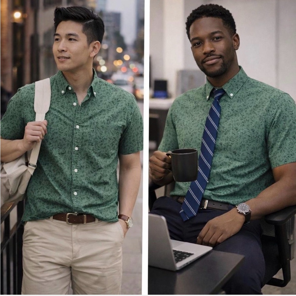 J.Crew Slim Button Down Shirt Sz S Green Floral Casual Summer Preppy Office